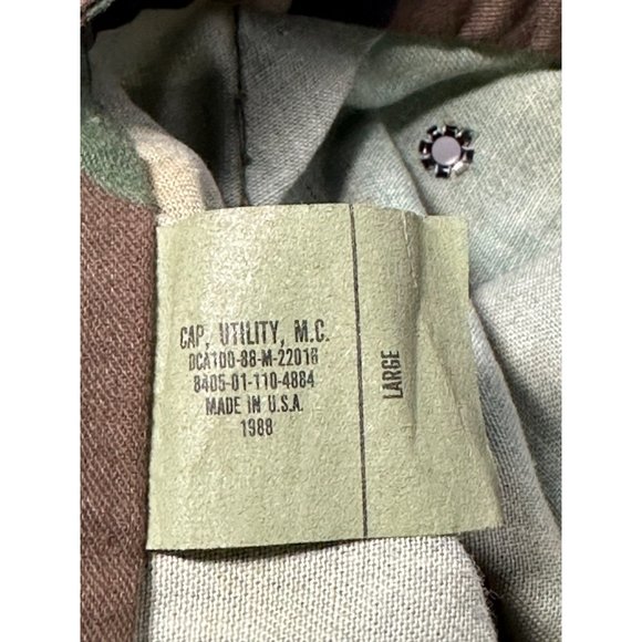 VTG 1988 US Marine Corps BDU Woodland Print 8 Point Utility Cap Size Large - Picture 10 of 10